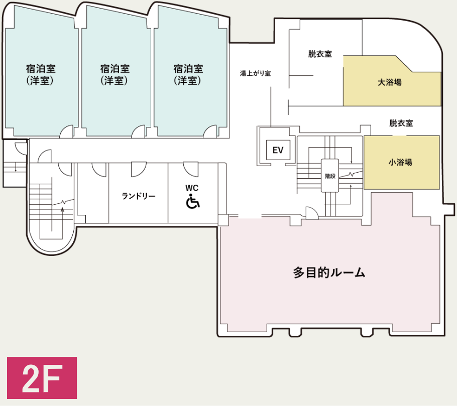 ワーケーションホテル【パルボヌール】2F平面図