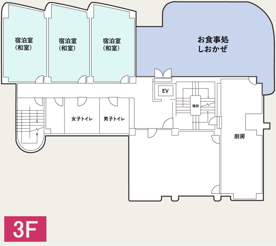 ワーケーションホテル【パルボヌール】3F平面図